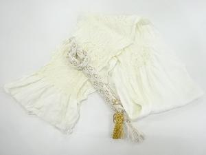 リサイクル　正絹　梅笹模様織出し帯揚げ・帯締めセット